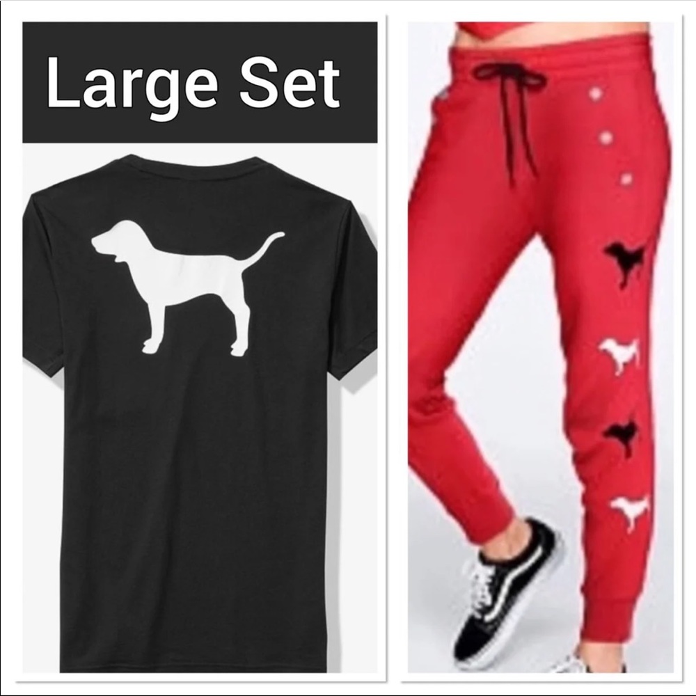 NWT VS PINK LARGE DOG LOGO SET - Picture 1 of 6